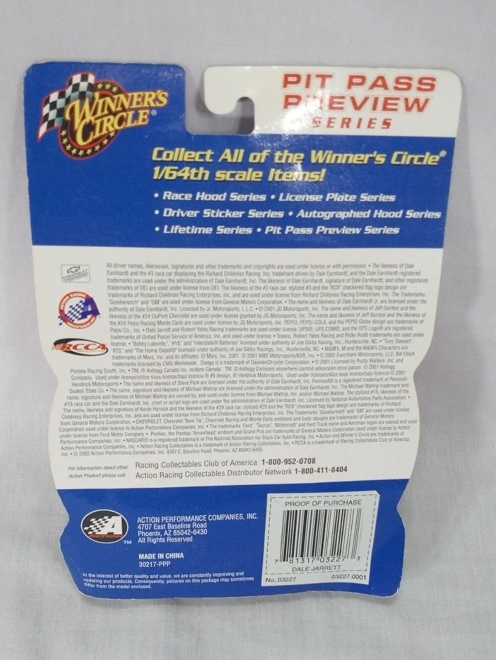 Winners Circle Dale Jarrett #88 UPS Die-Cast Car Lot
